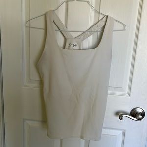 White ribbed razorback, workout, tank top